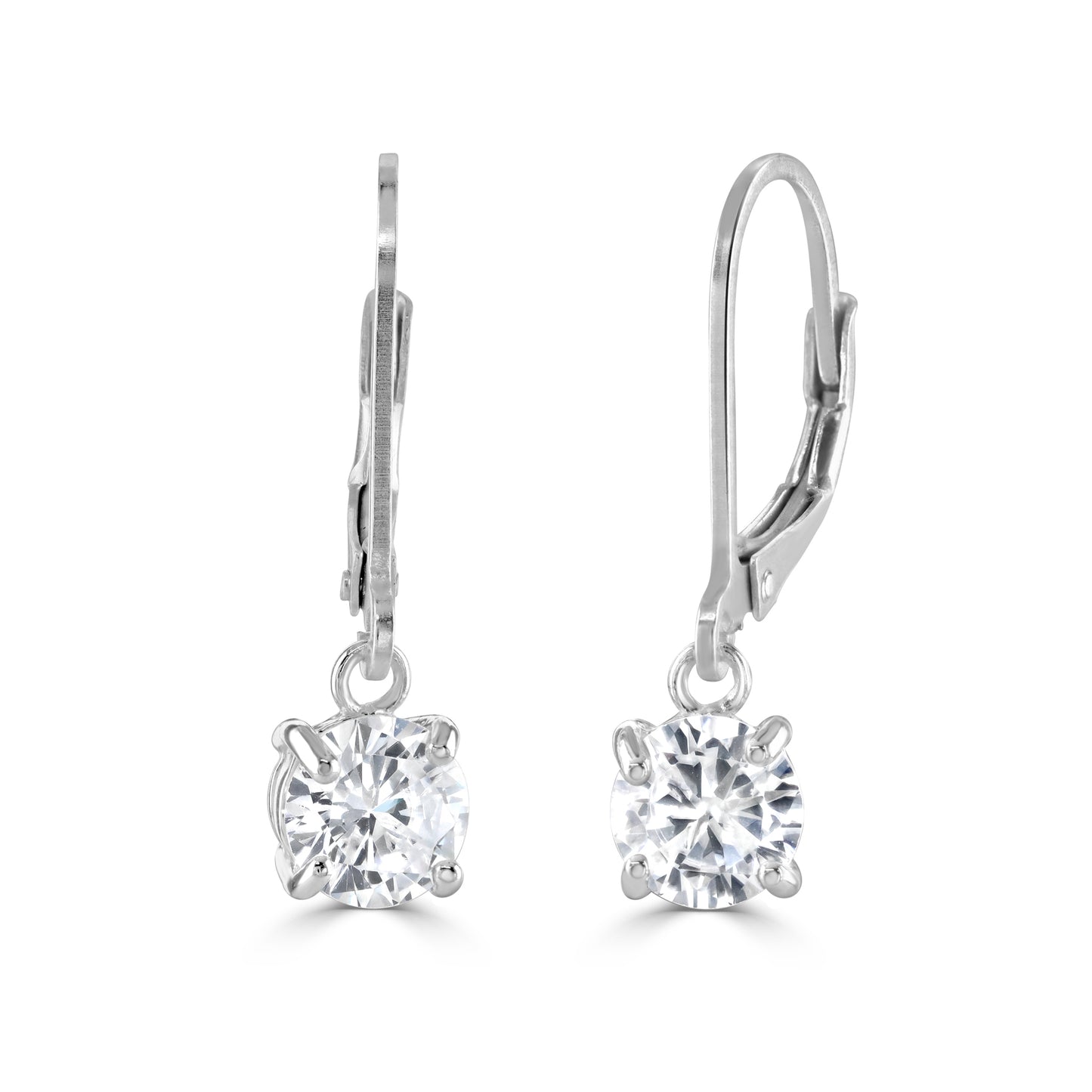 A pair of dangle earrings made from 925 sterling silver with round cubic zirconia stones.