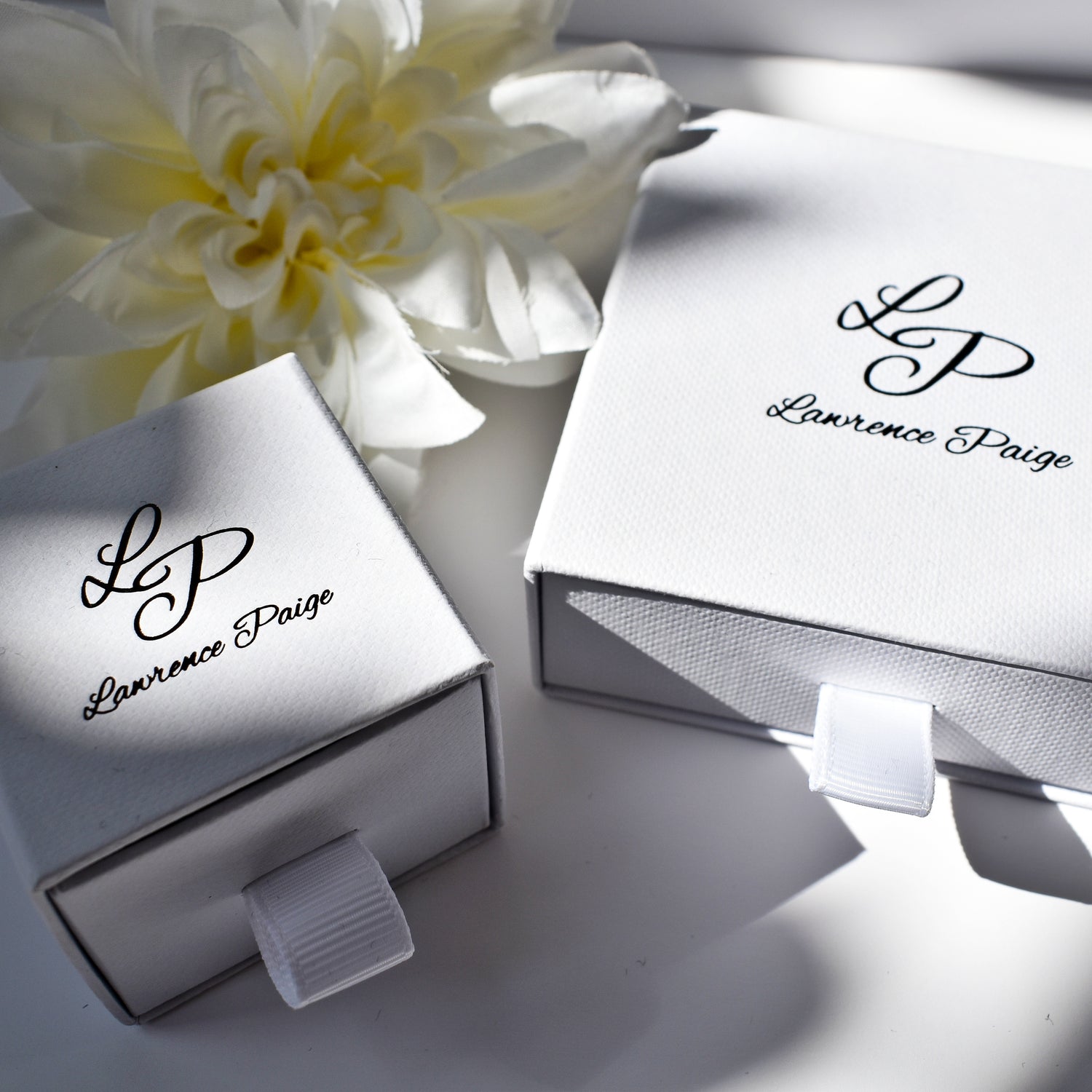 The Lawrence Paige signature packaging with logo. 